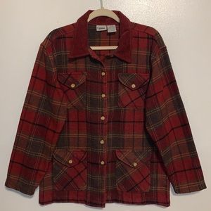 Vintage Women’s Wool blend plaid Flannel Corduroy collar shacket